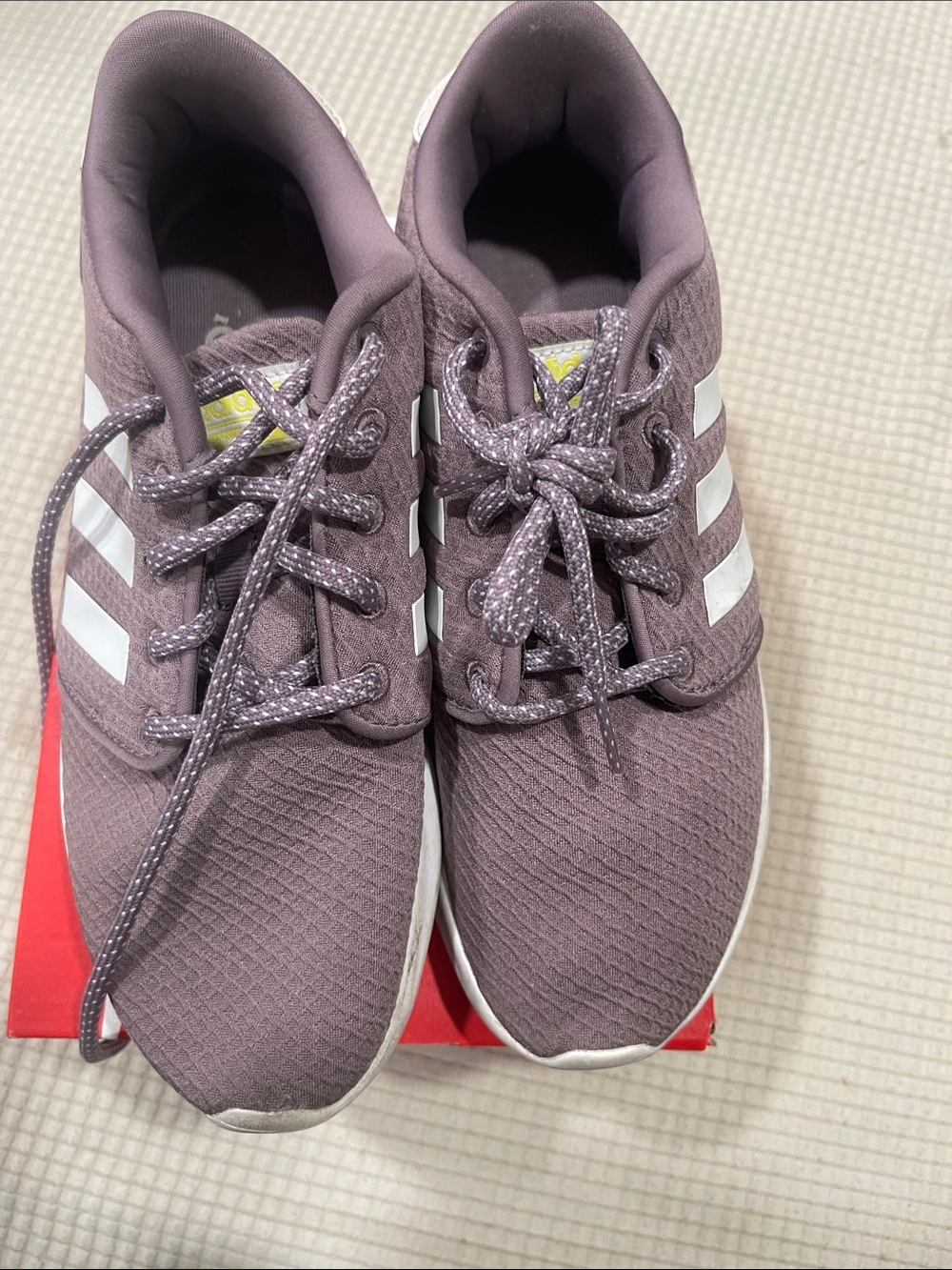 adidas Women's Athletic Sneakers in Mauve with White Stripes